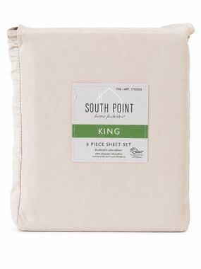 South Point King 6 Piece Microfiber Sheet Set Beige NEW Soft Deep Pocket
